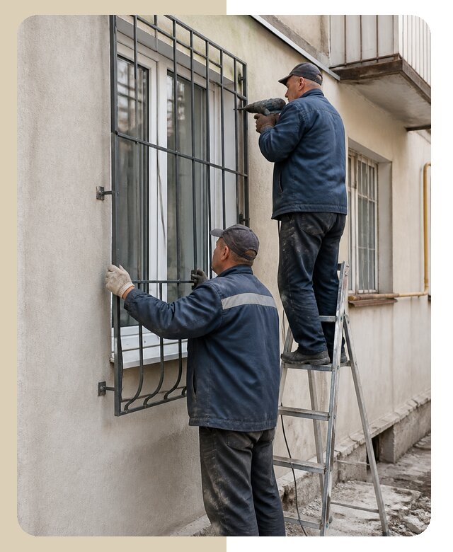 Монтаж защитных решеток на окна и двери под ключ в Магадане